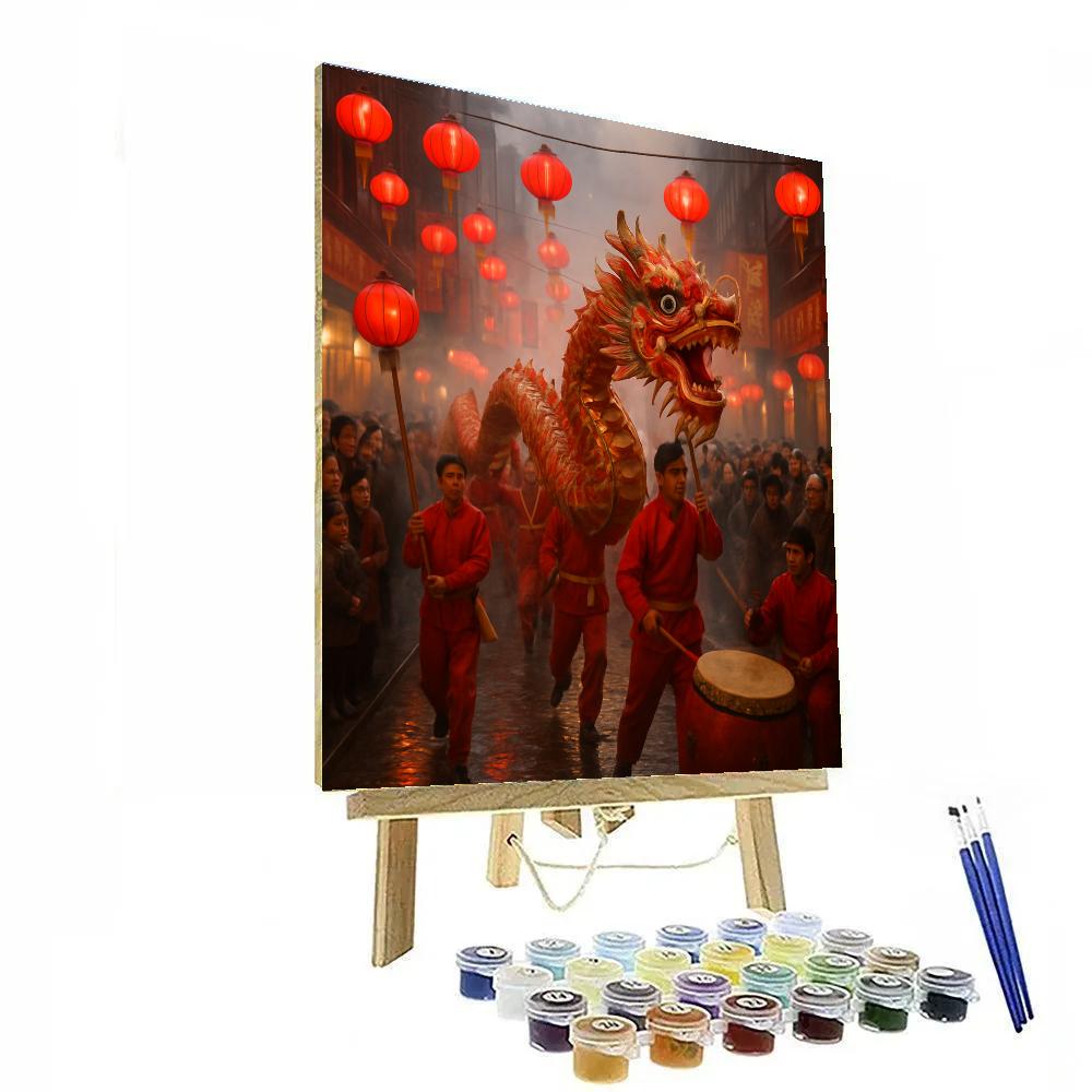 Lunar New Year Dragon Dance In Vibrant Streets Paint by numbers art
