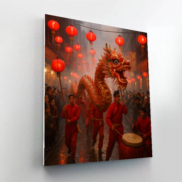 Lunar New Year Dragon Dance In Vibrant Streets Paint by numbers art