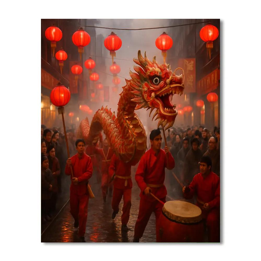 Lunar New Year Dragon Dance In Vibrant Streets Paint by numbers art