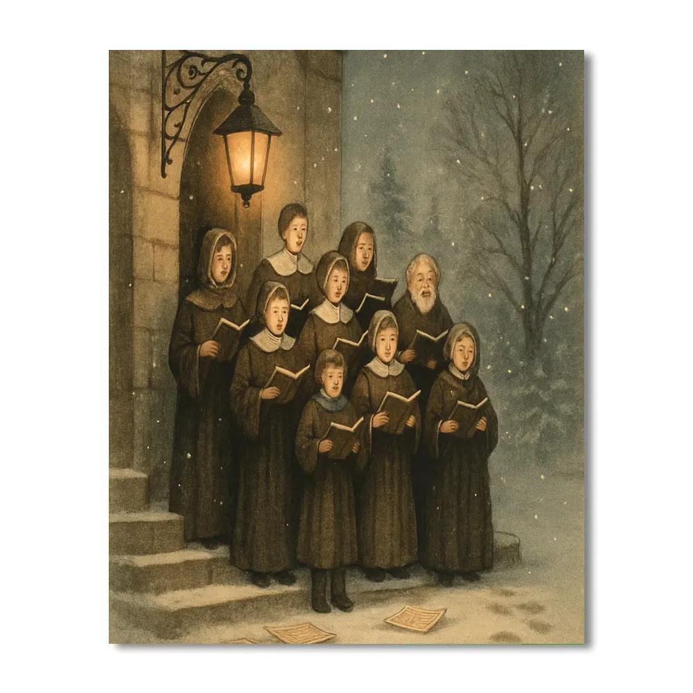 Midnight Choir On Frosted Steps paint by color
