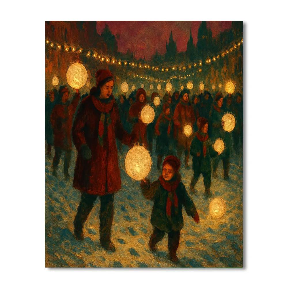 Snow Lantern Festival Parade paint by color