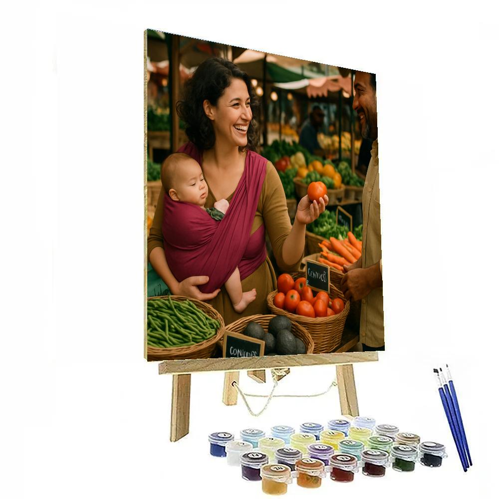 Mom And Baby At The Farmer Market Paint by numbers kits