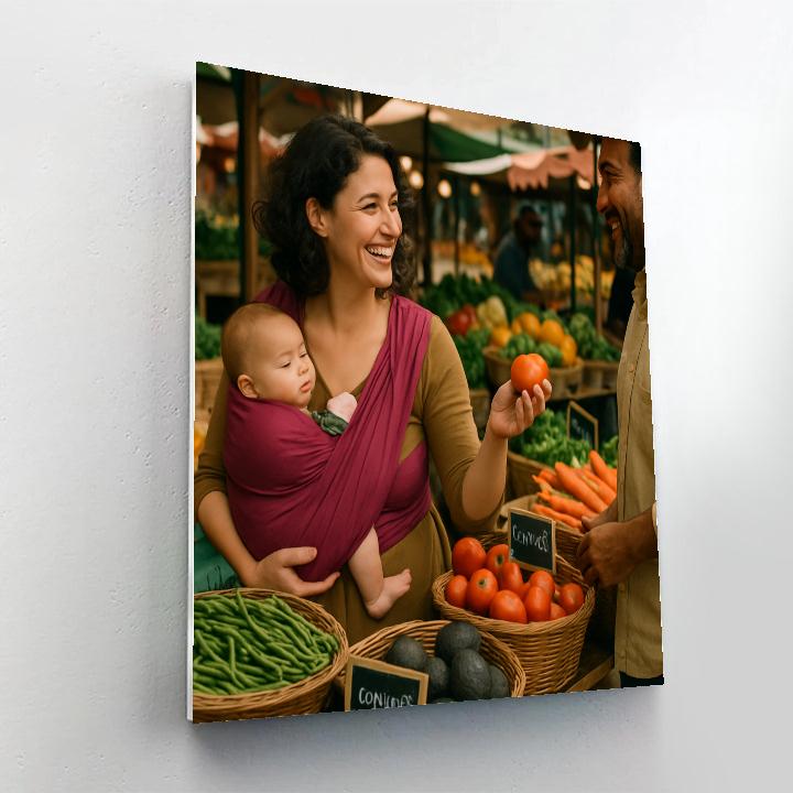 Mom And Baby At The Farmer Market Paint by numbers kits