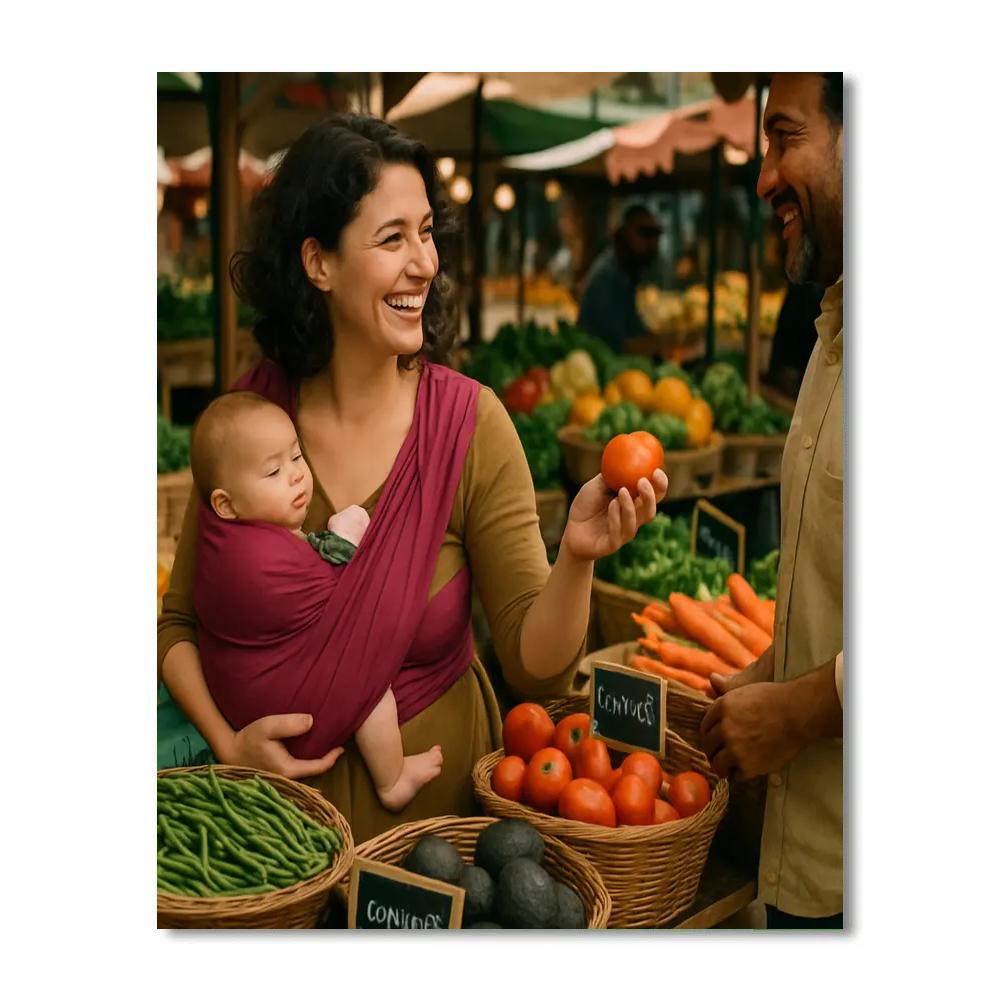 Mom And Baby At The Farmer Market Paint by numbers kits