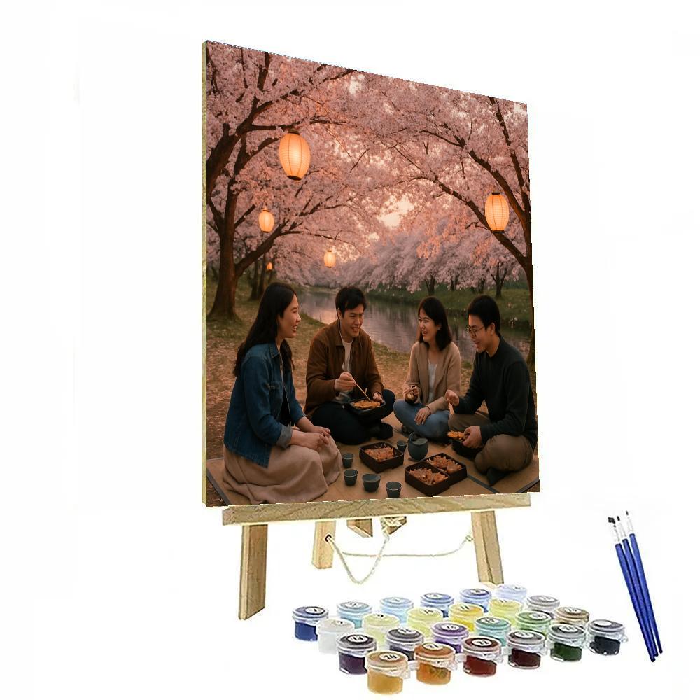 Serene Hanami Cherry Blossom Picnic paint by color