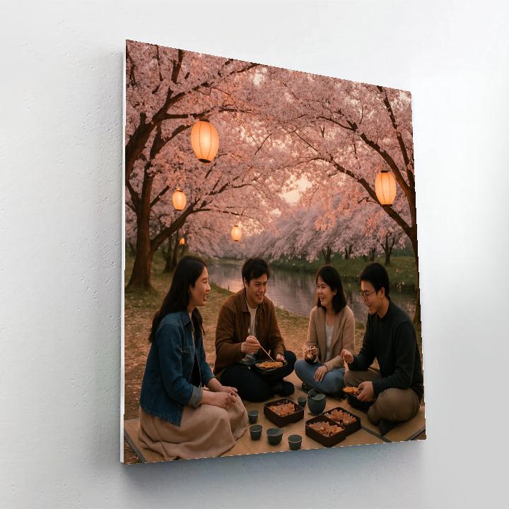 Serene Hanami Cherry Blossom Picnic paint by color