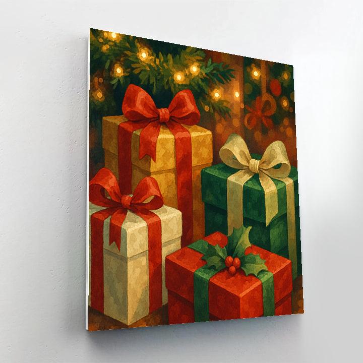 Gifts Beneath Garland Glow Paint by numbers art