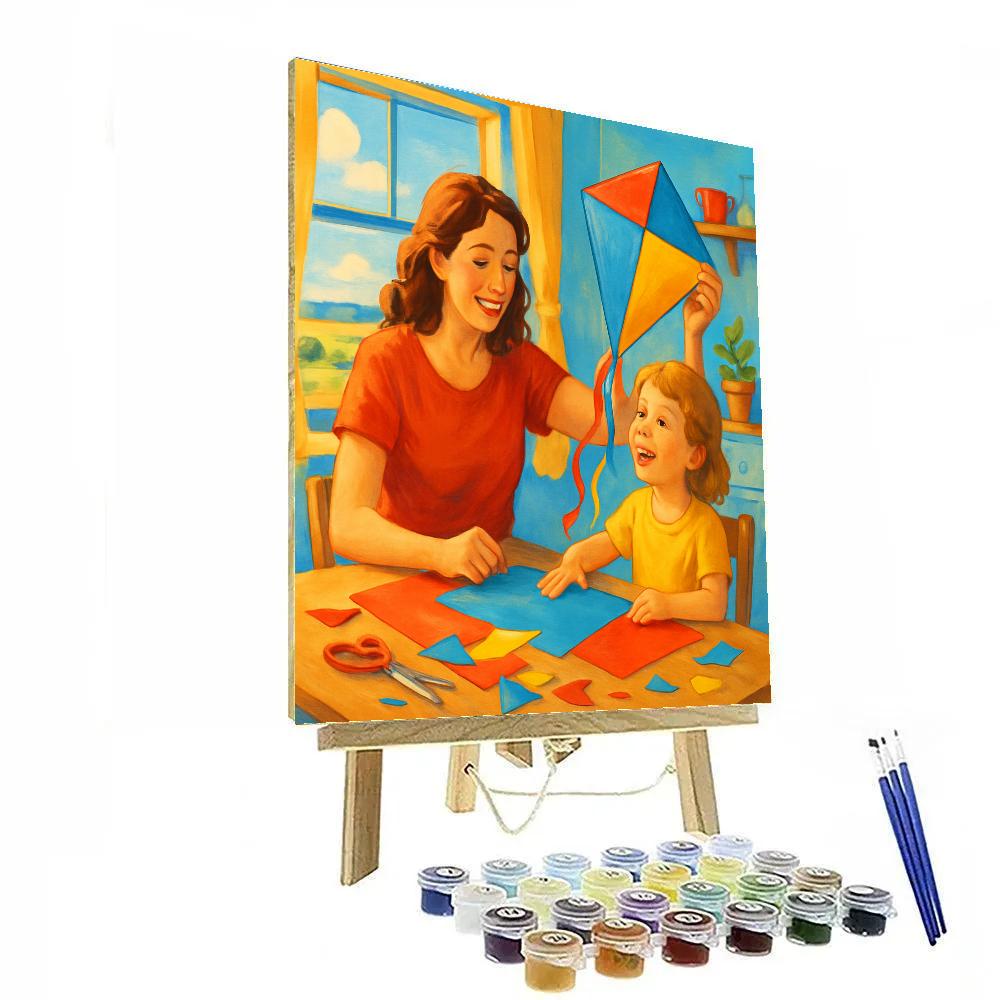 Mom And Child Building A Kite DIY paint by numbers