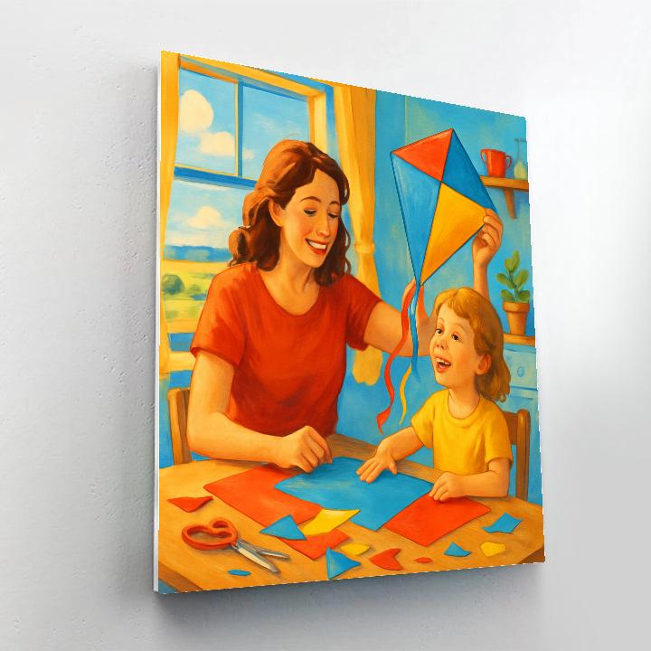 Mom And Child Building A Kite DIY paint by numbers