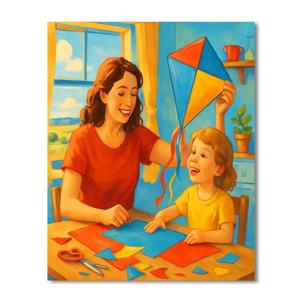 Mom And Child Building A Kite DIY paint by numbers