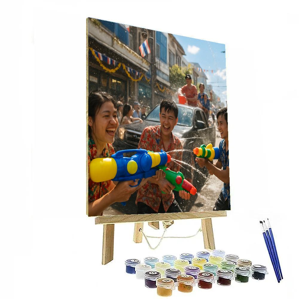 Joyous Songkran Water Festival In Thailand Paint by numbers kits