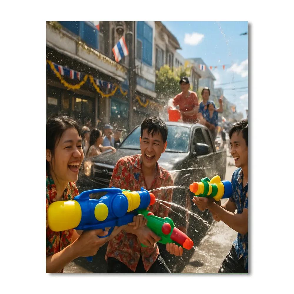 Joyous Songkran Water Festival In Thailand Paint by numbers kits