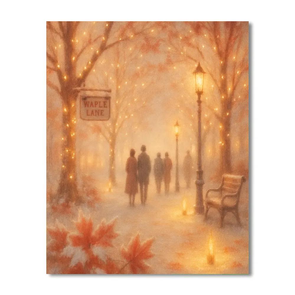 Maple Lane Candlelight Stroll painting number kit