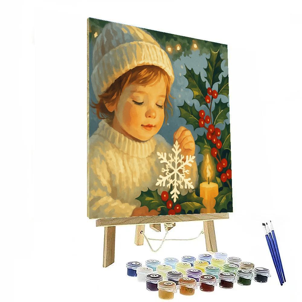 Snowflake And Holly Embrace Paint by numbers art