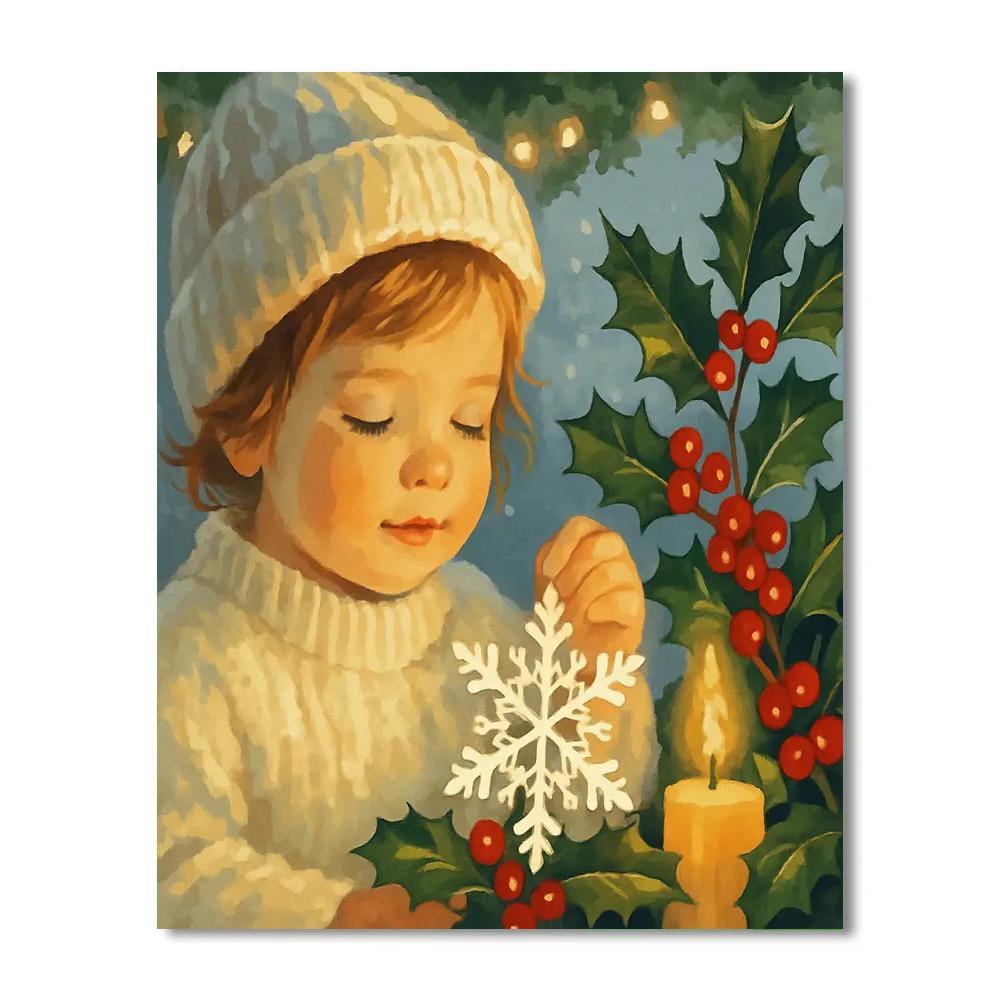 Snowflake And Holly Embrace Paint by numbers art