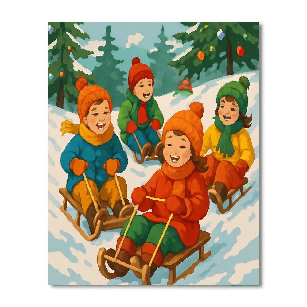 Sledding Adventure paint by number
