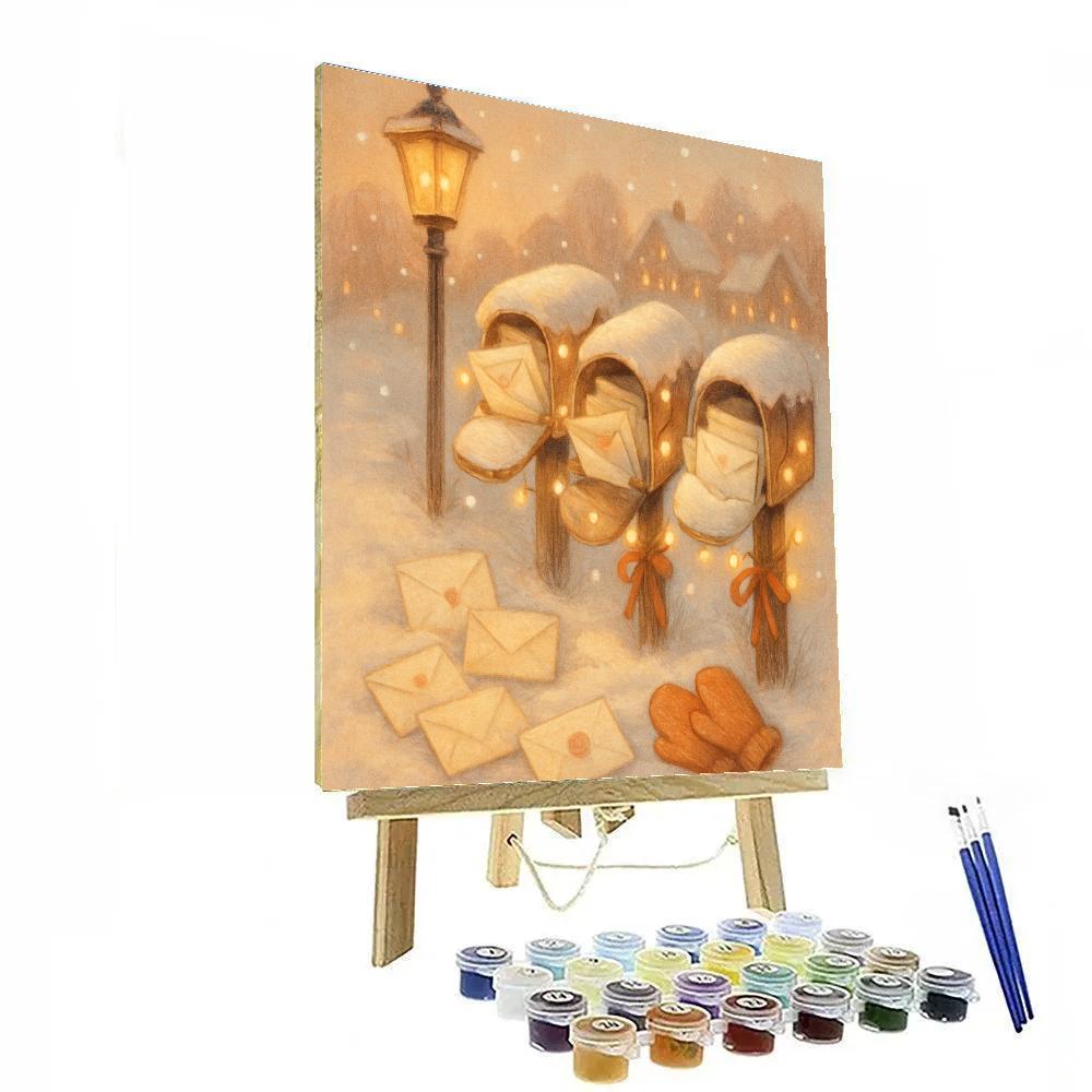 Mailbox Wishes On Snowy Lane Paint by numbers kits