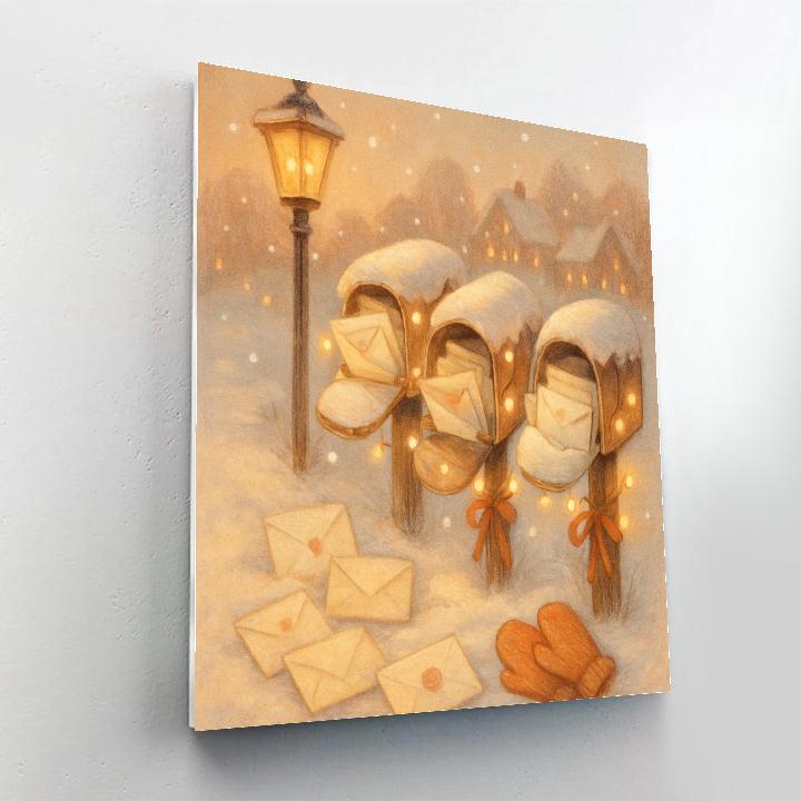 Mailbox Wishes On Snowy Lane Paint by numbers kits
