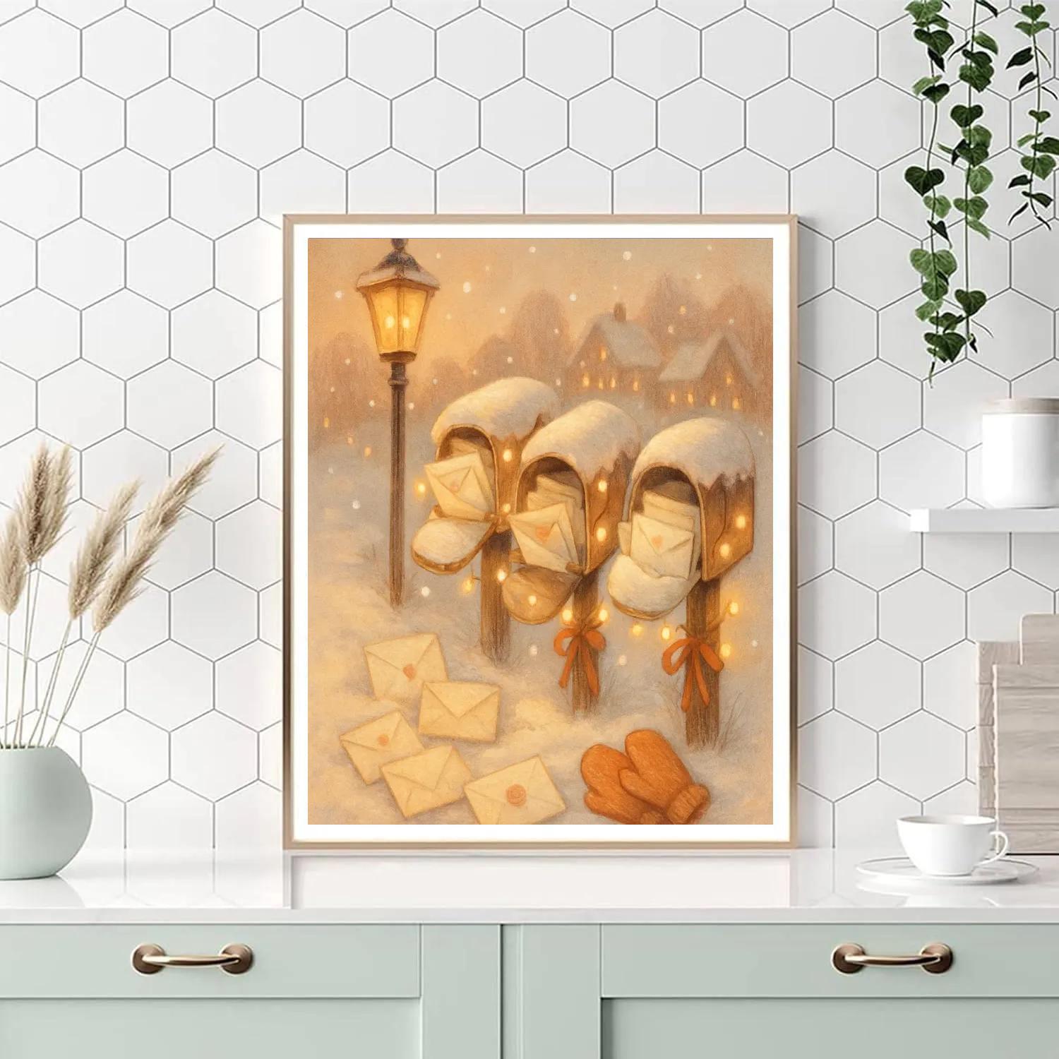 Mailbox Wishes On Snowy Lane Paint by numbers kits