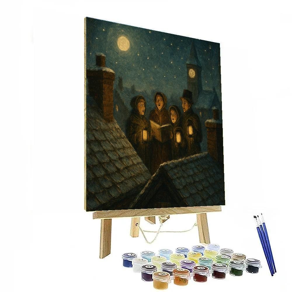 Quiet Rooftop Caroling Night Paint by numbers art