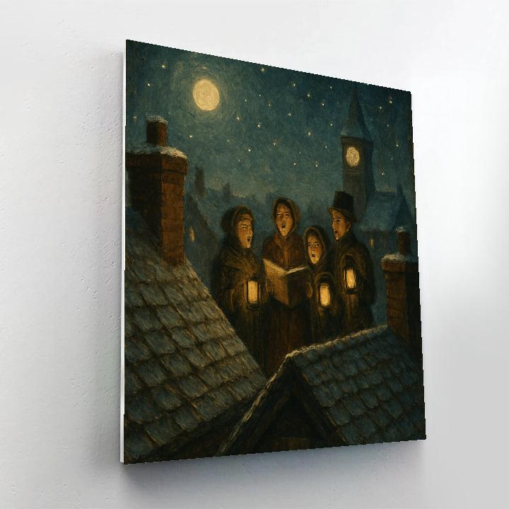 Quiet Rooftop Caroling Night Paint by numbers art