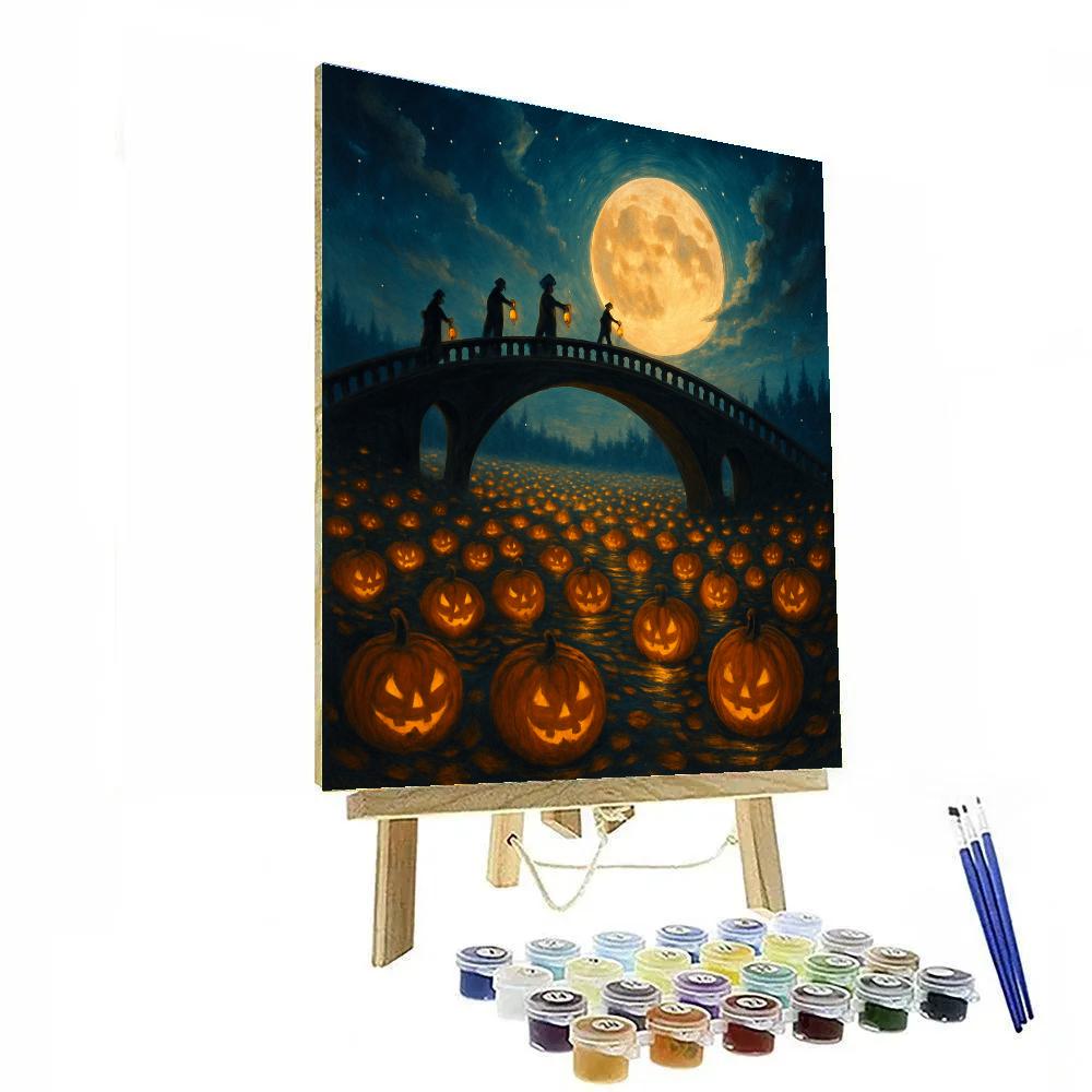 Moonbridge Over The Pumpkin Sea paint by number