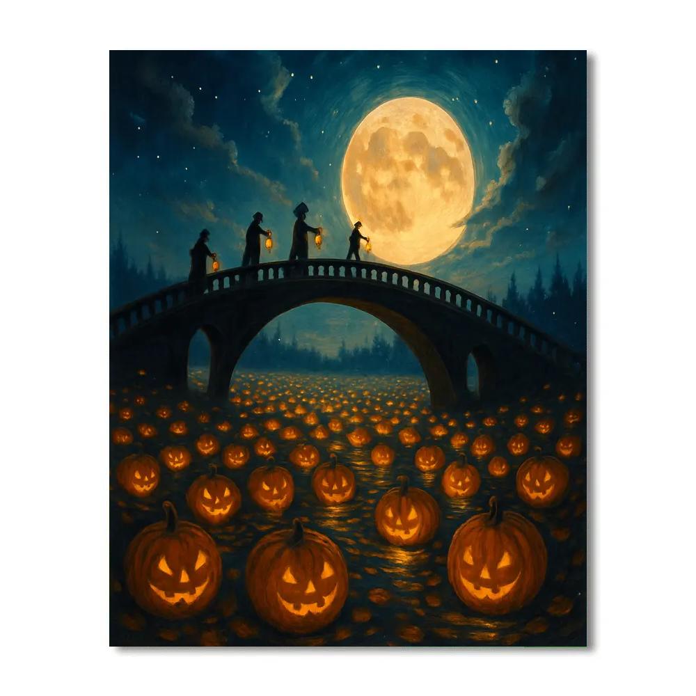 Moonbridge Over The Pumpkin Sea paint by number