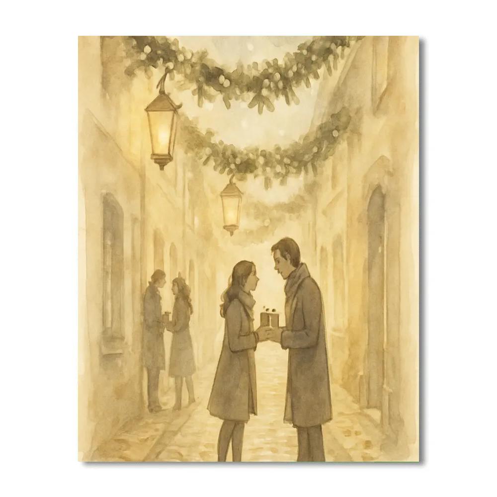 Mistletoe Alley Evening painting number kit