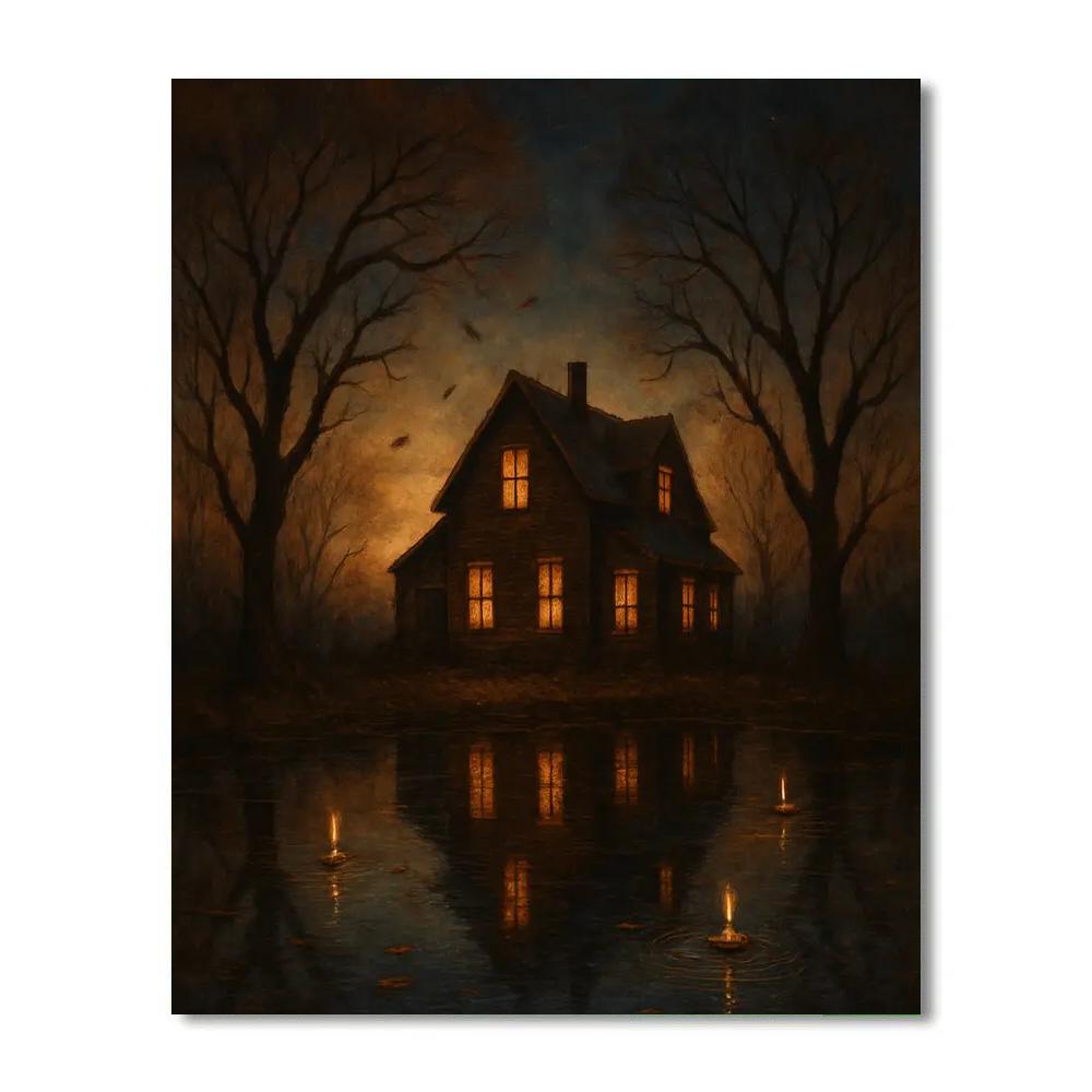Nocturne Farmstead Reflection Number painting