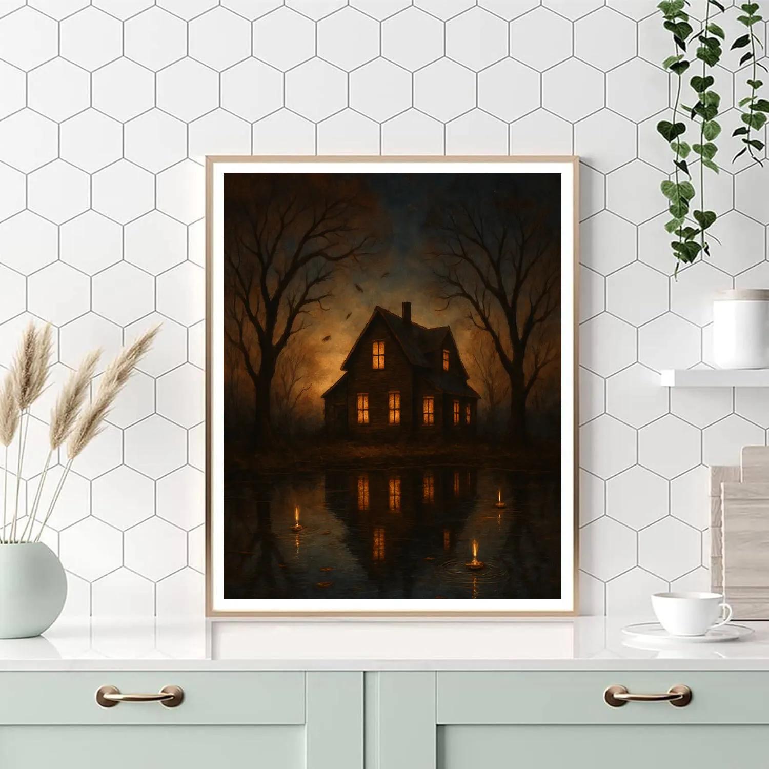 Nocturne Farmstead Reflection Number painting