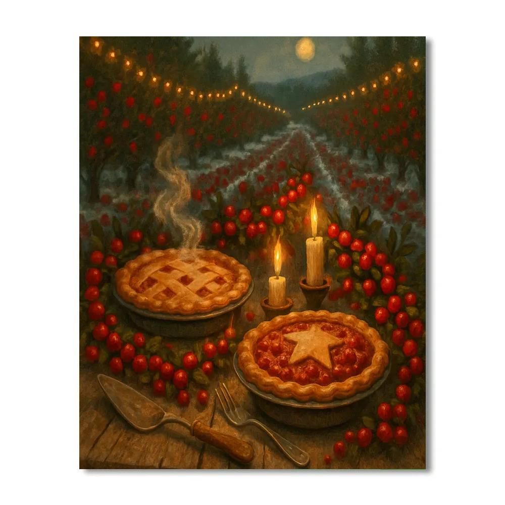 Cranberry Orchard Holiday Table Number painting