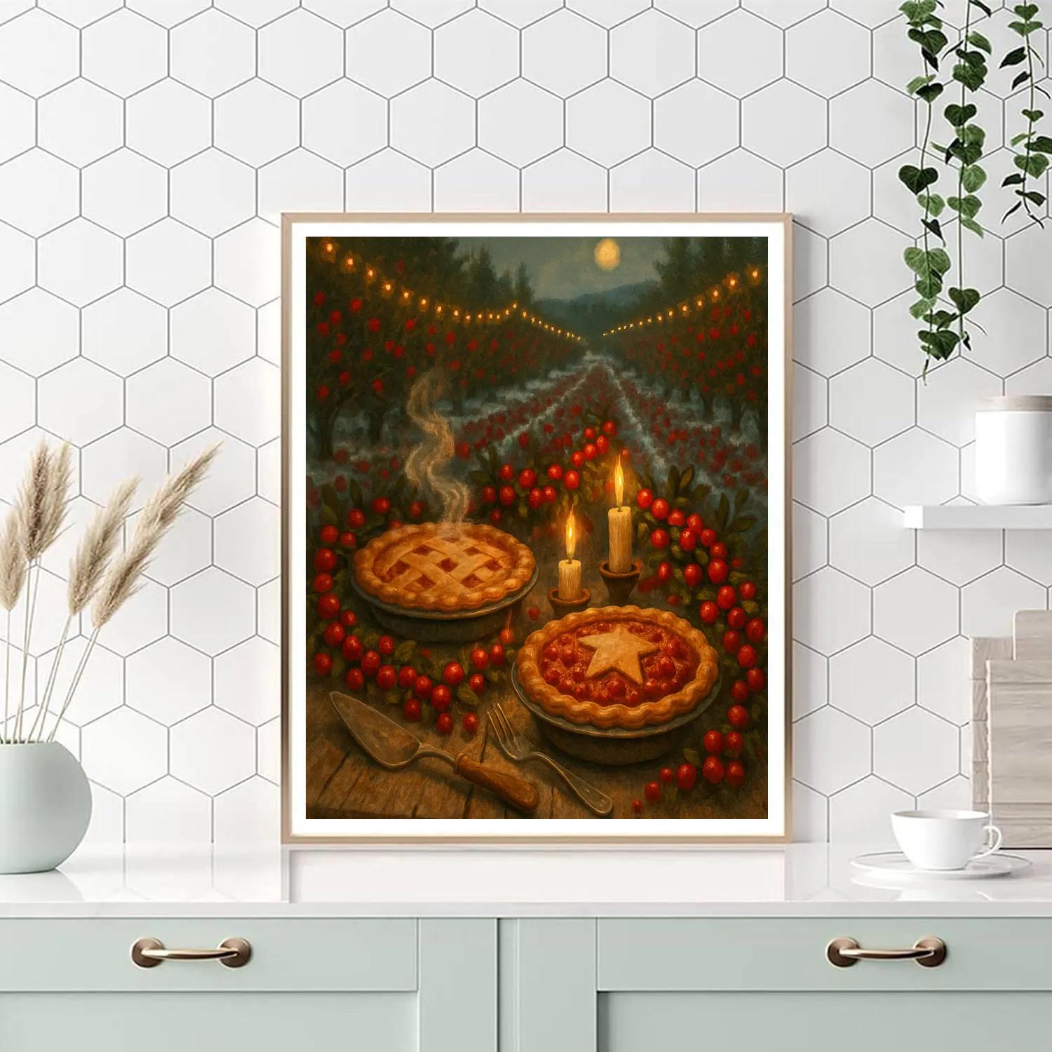 Cranberry Orchard Holiday Table Number painting