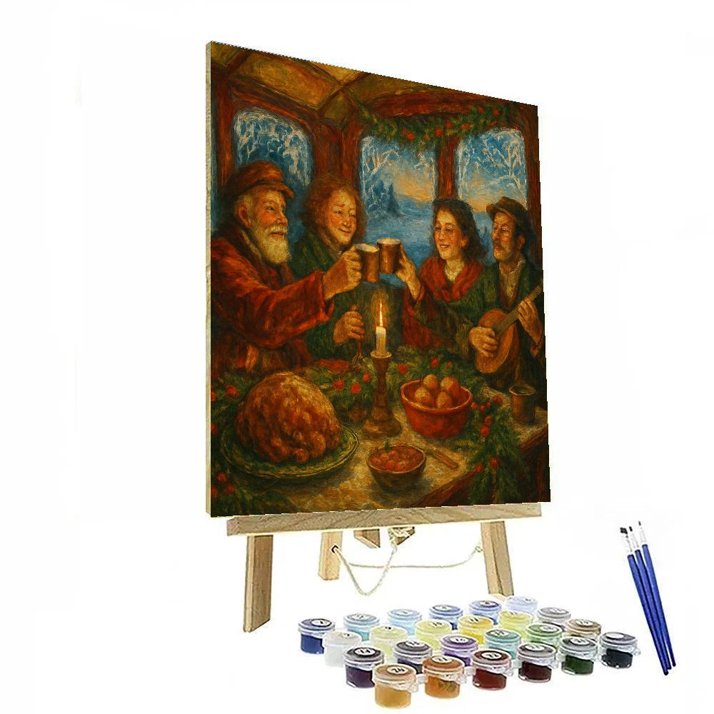 Frosted Train Car Holiday Feast Painting by numbers kit