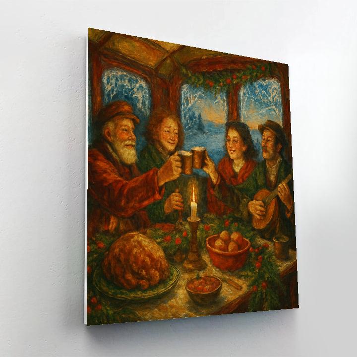 Frosted Train Car Holiday Feast Painting by numbers kit