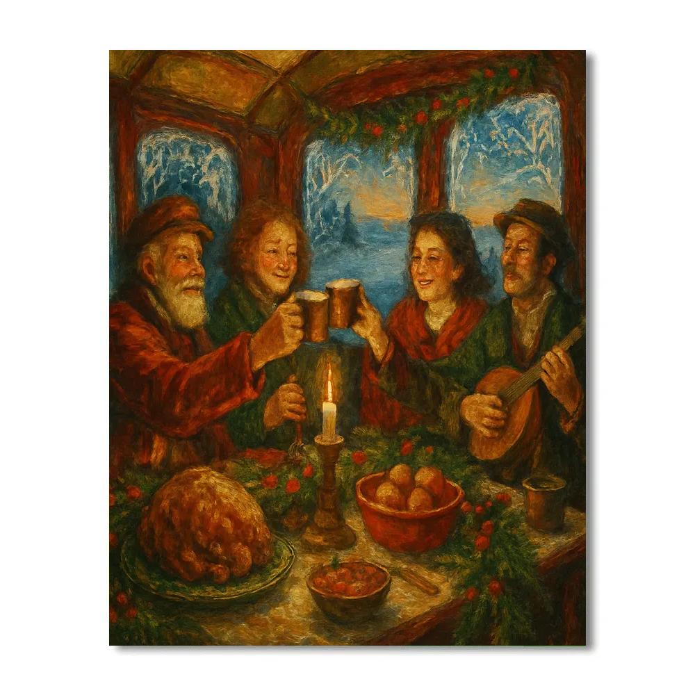 Frosted Train Car Holiday Feast Painting by numbers kit