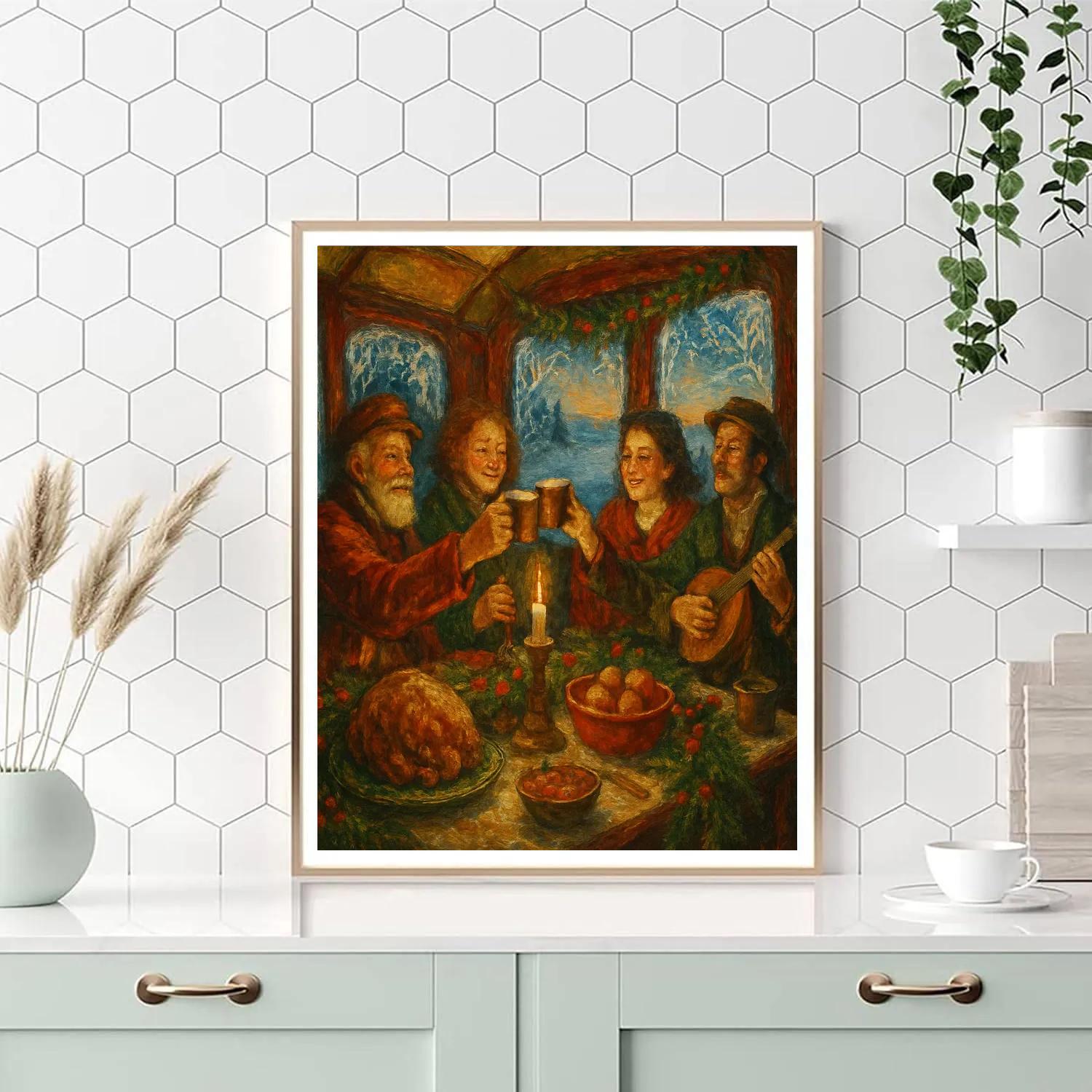 Frosted Train Car Holiday Feast Painting by numbers kit