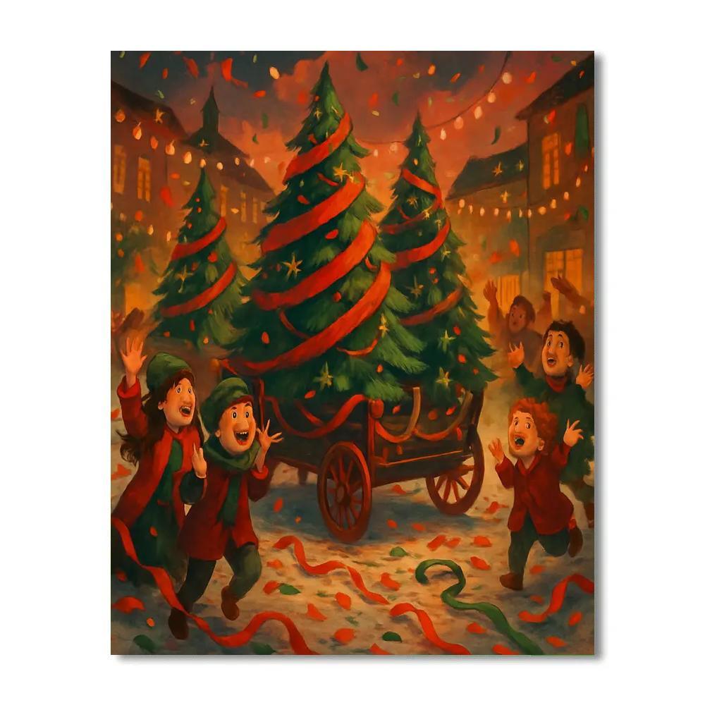 Ribboned Pine Parade Numbered painting kits