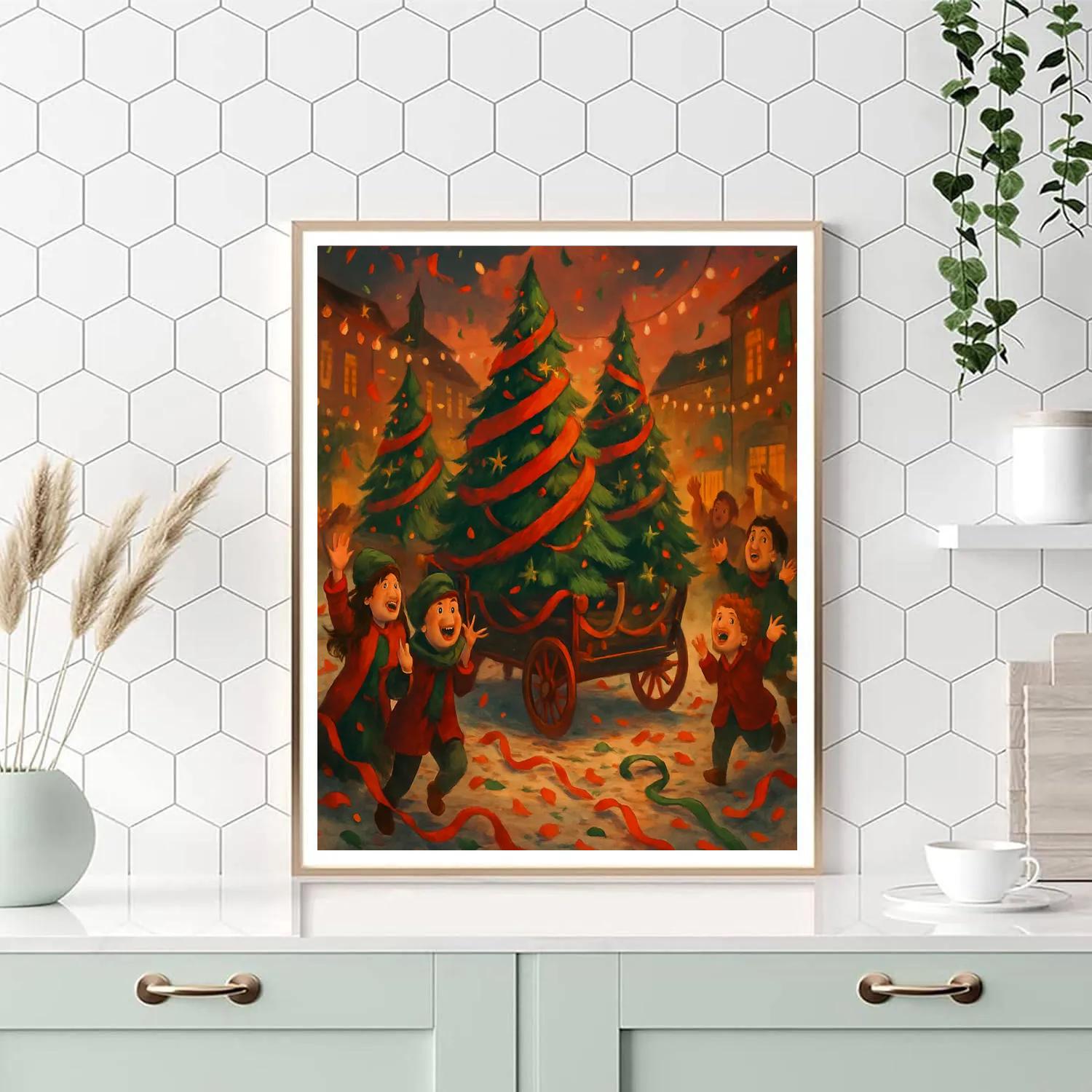 Ribboned Pine Parade Numbered painting kits