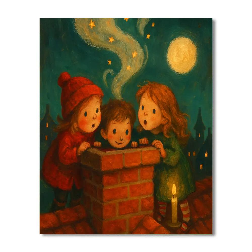 Chimney Smoke Santa Watch paint by number