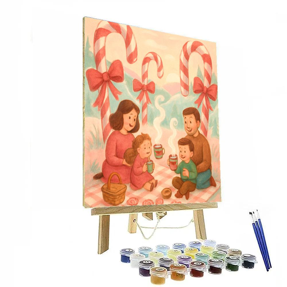 Candy Cane Forest Picnic Paint by numbers art
