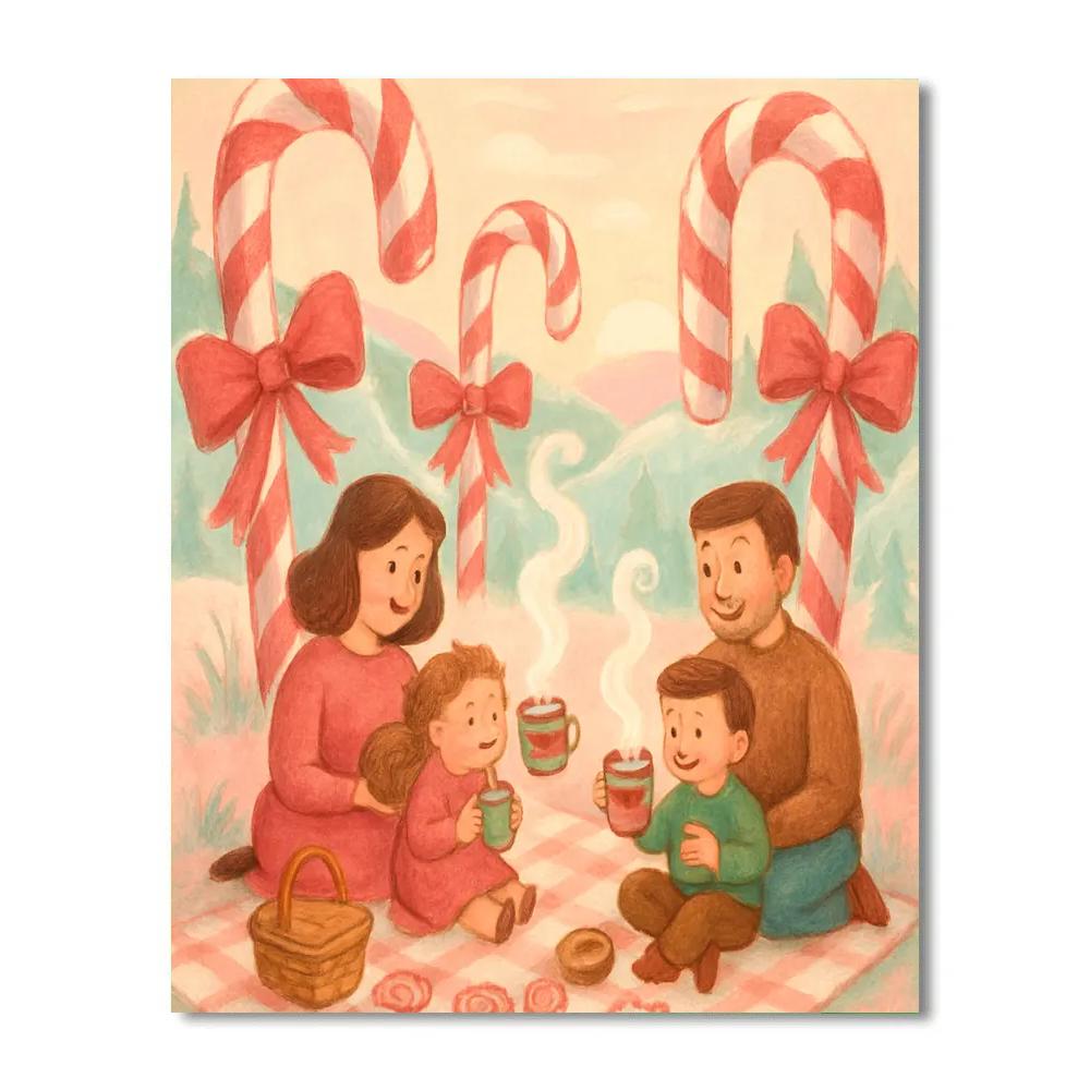 Candy Cane Forest Picnic Paint by numbers art