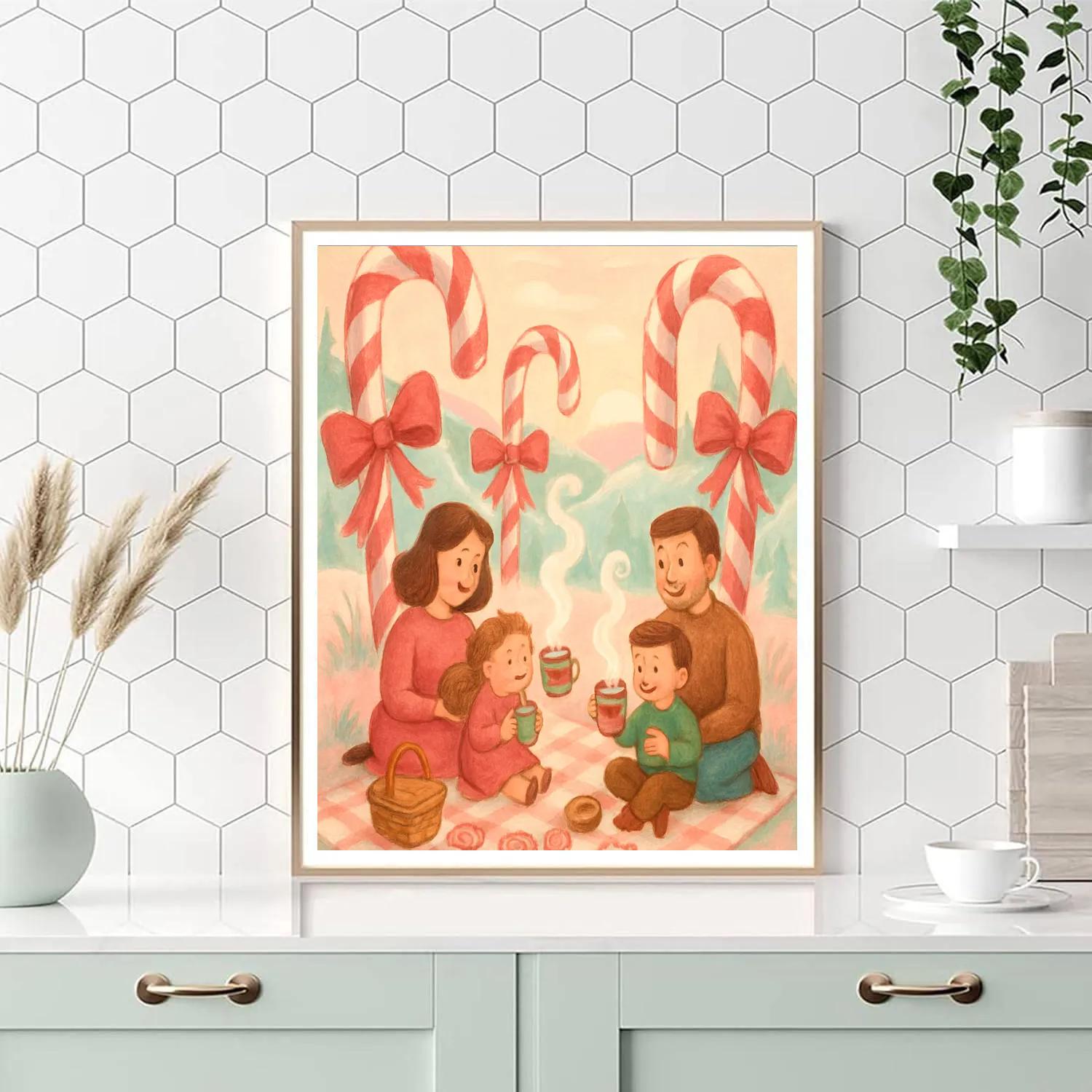 Candy Cane Forest Picnic Paint by numbers art