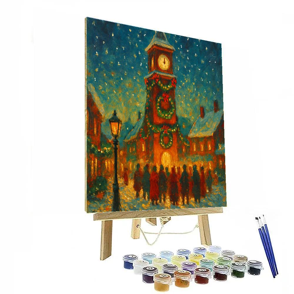 Village Clocktower Holiday Countdown Painting by numbers kit