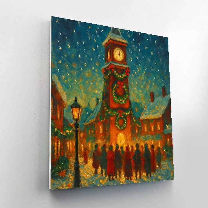 Village Clocktower Holiday Countdown Painting by numbers kit