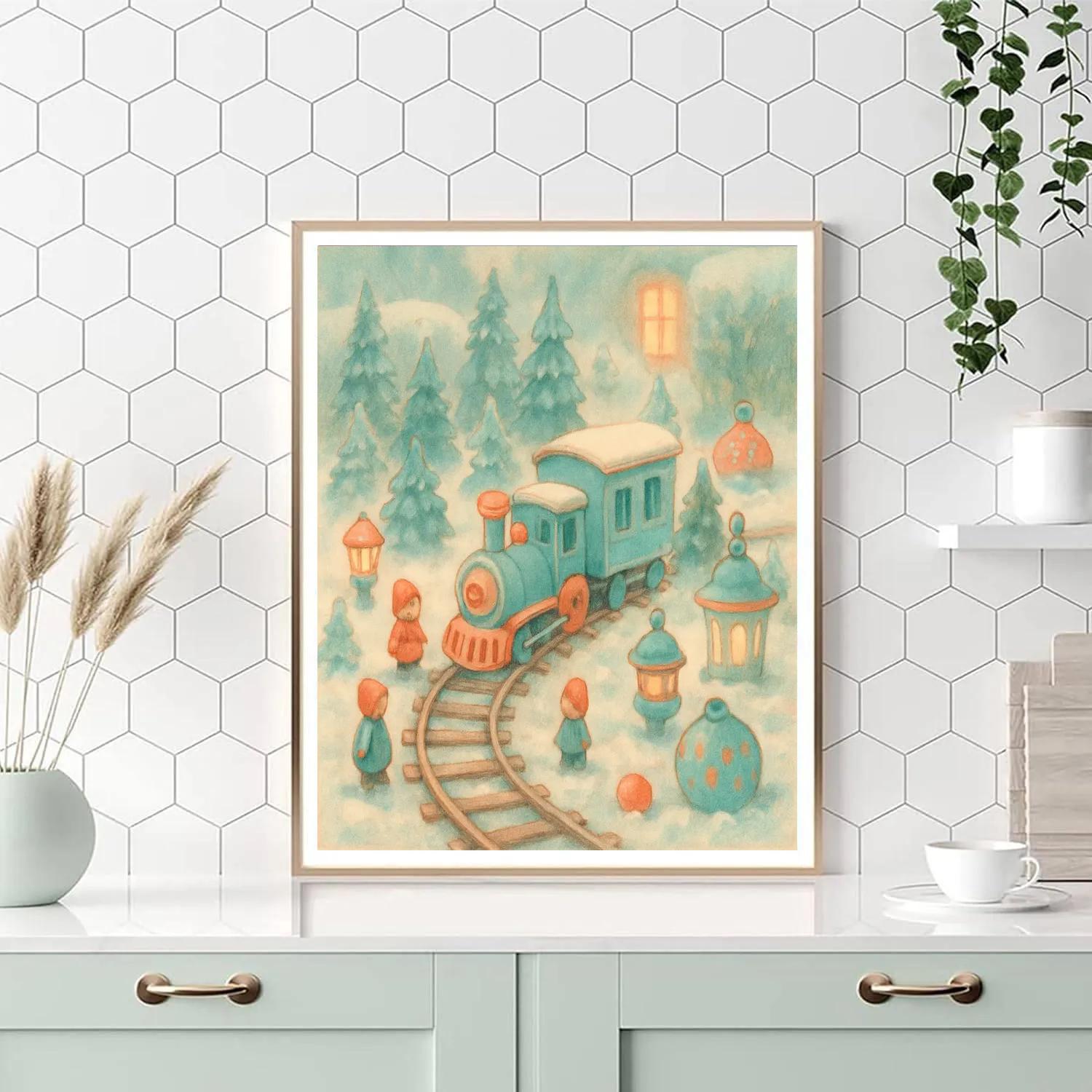 Frosted Toy Train Garden paint by color