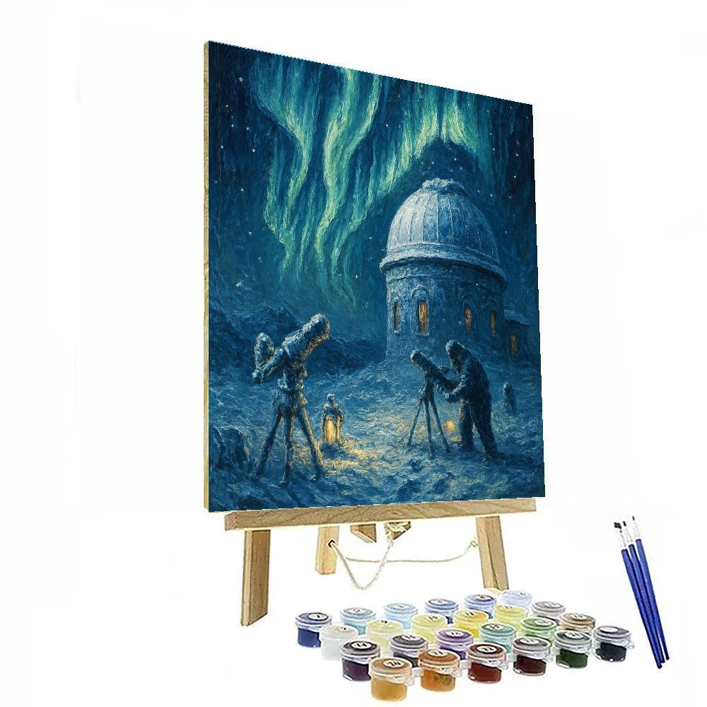 Aurora Over Frozen Observatory paint by color