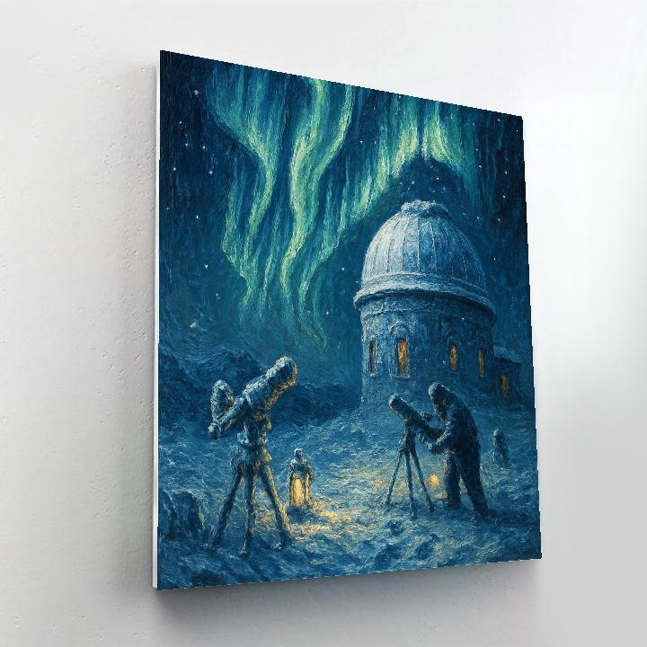 Aurora Over Frozen Observatory paint by color