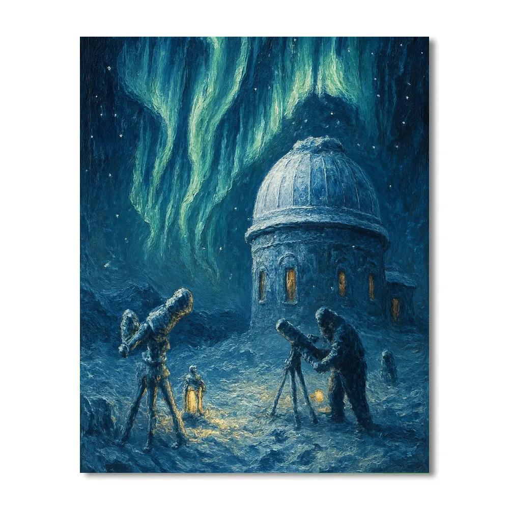 Aurora Over Frozen Observatory paint by color