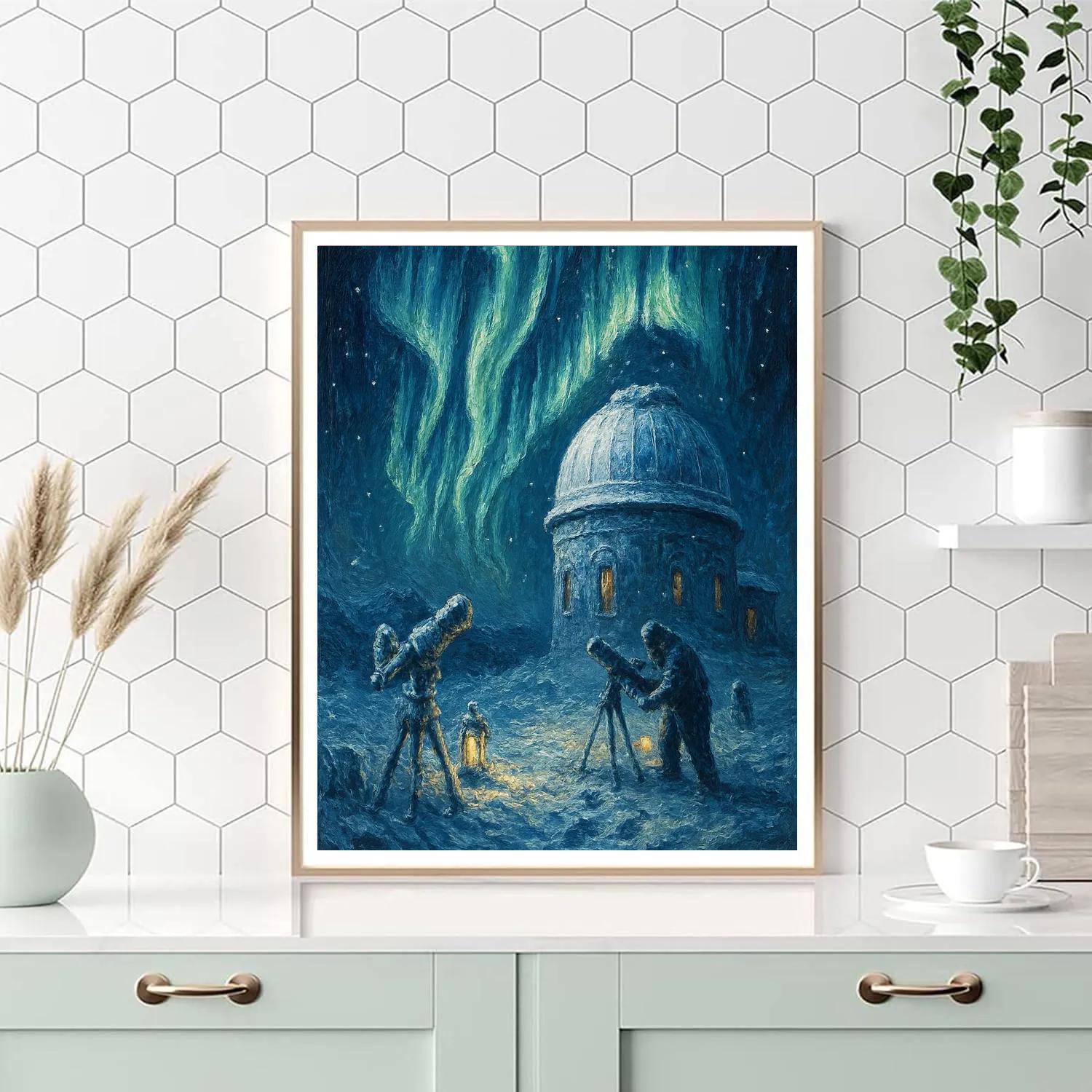 Aurora Over Frozen Observatory paint by color