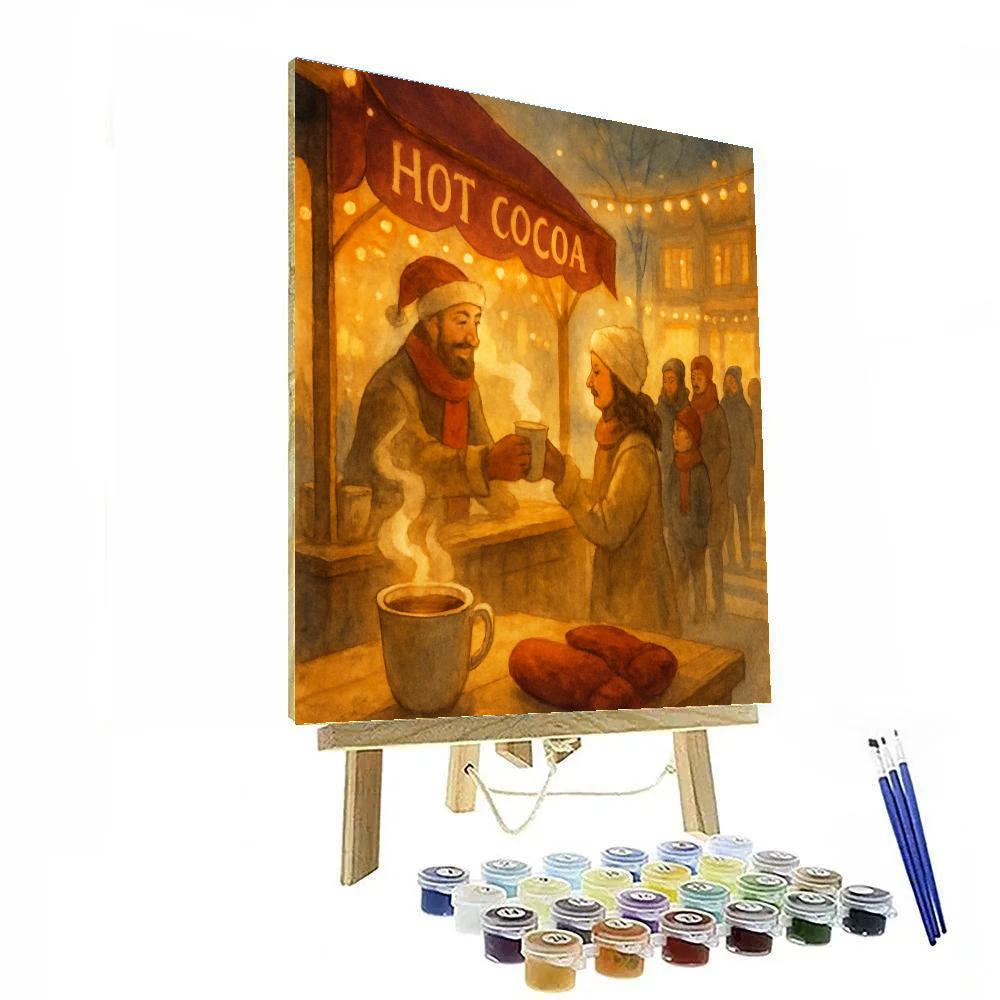 Hot Cocoa Stand At Frosty Crosswalk paint by color